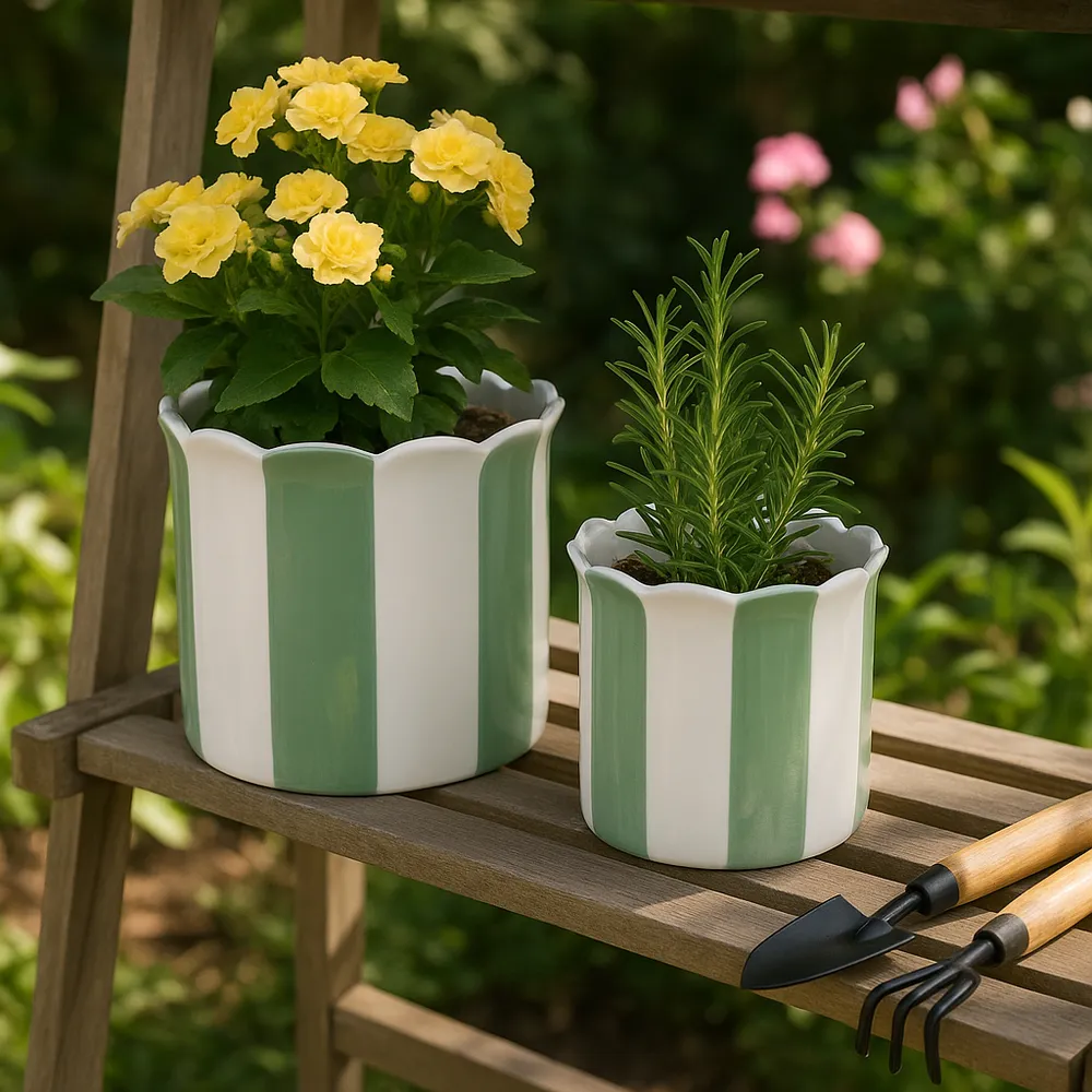 RAFESHAW SET OF 2 GREEN PLANTER 7 (IN)