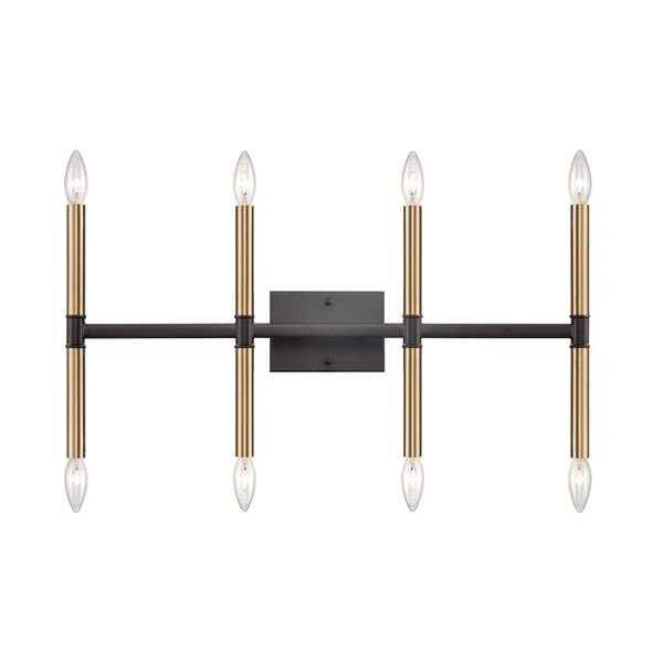 Notre Dame 13'' High 8-Light Bath Bar - Oil Rubbed Bronze and Gold
