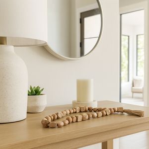 WOOD, 32X.75 BEAD GARLAND, NATURAL 12