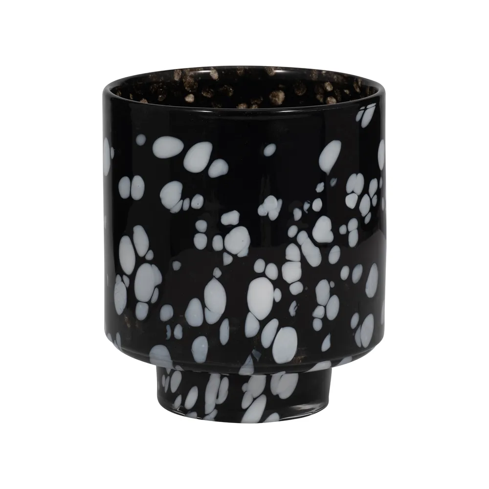 BAKERWOOD BLACK GLASS VASE 8 (IN)