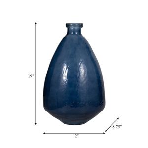 SUTTONWORTH BLUE GLASS VASE 19 (IN) 9