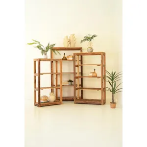 Set of 3 Recycled Wood Shelving Units 6
