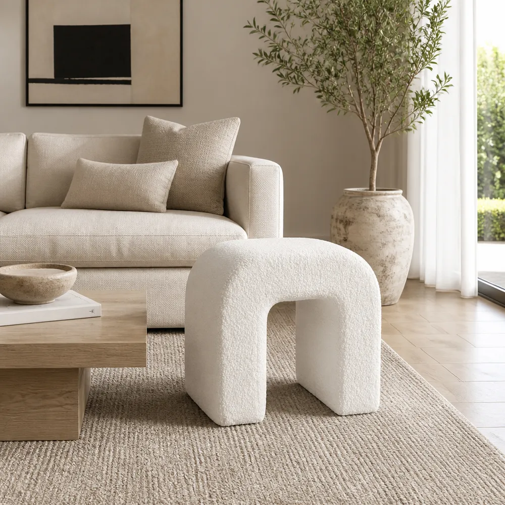 HUTTONMILL WHITE OTTOMAN 18 (IN)