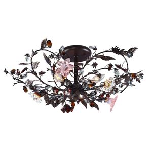 Cristallo Fiore 27'' Wide 3-Light Semi Flush Mount - Deep Rust 1