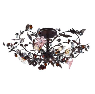 Cristallo Fiore 27″ Wide 3-Light Semi Flush Mount - Deep Rust