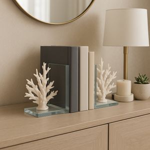 HEMMINGFORD SET OF 2 WHITE BOOKENDS 8 (IN) 11