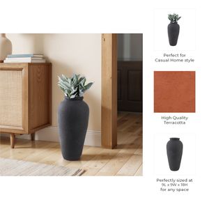 18X9" TERRACOTTA FLOOR VASE, BLACK 10