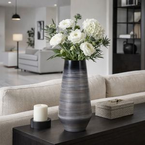 RIDERROSE GRAY GLASS VASE 15 (IN) 2