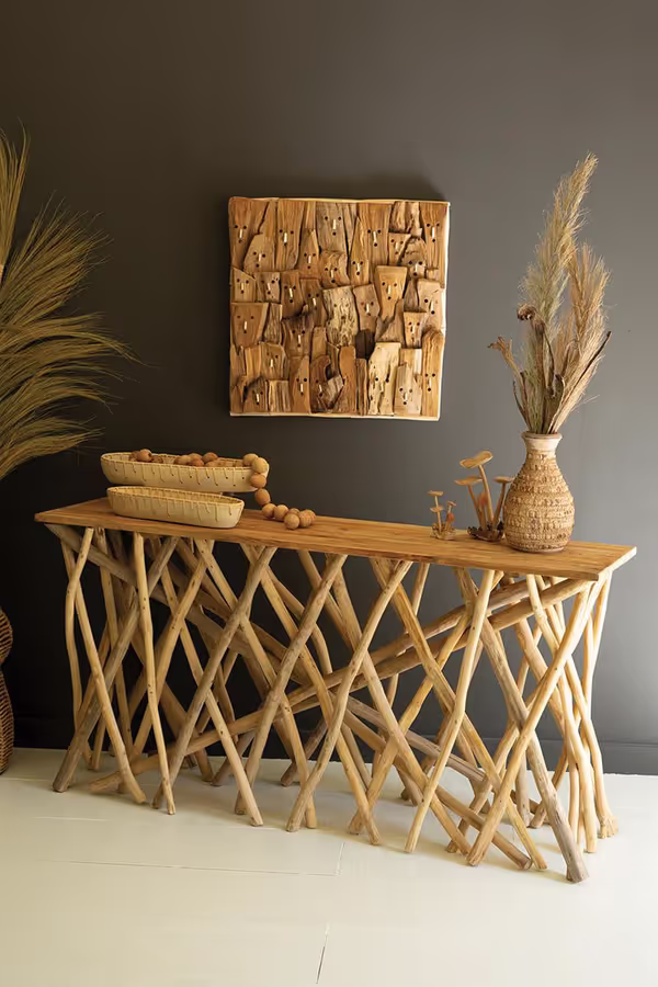 Repurposed Teakwood Branches Console Table