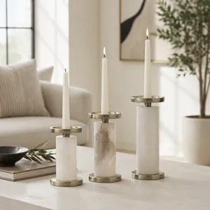 FALLONDALE SET OF 3 WHITE CANDLE HOLDER 7 (IN) 9