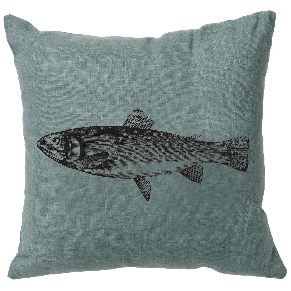 Image Pillow - Trout - Linen Ocean