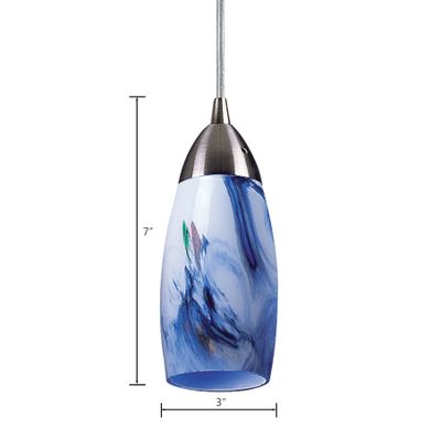 Milan 3″ Wide 1-Light Mini Pendant - Satin Nickel with Mountain Glass