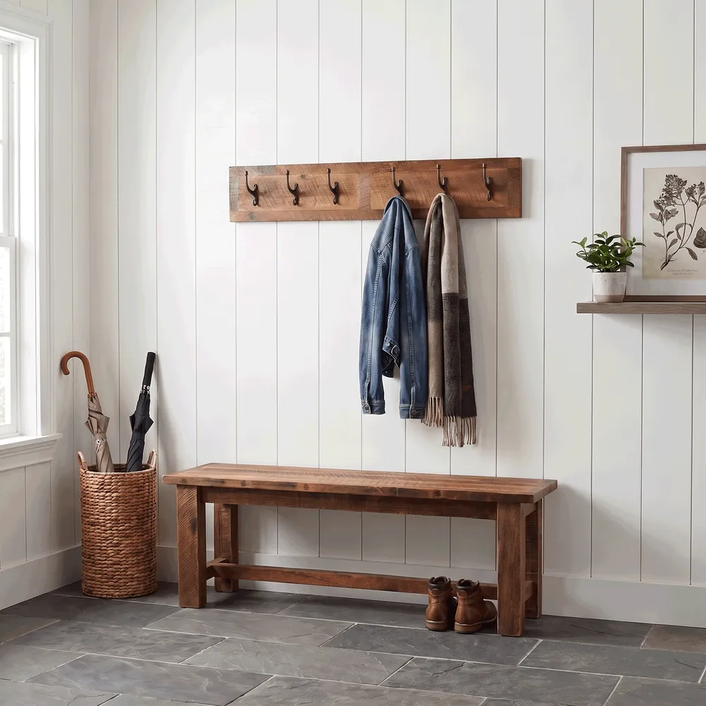 Barnwood Wall Coat Rack - 36-inch with 6 Pegs