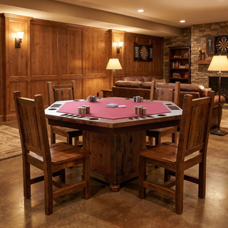 Barnwood 6-Sided Poker Table - Storage Base