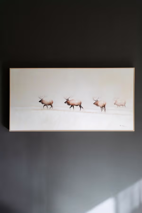 Framed Elk Painting
