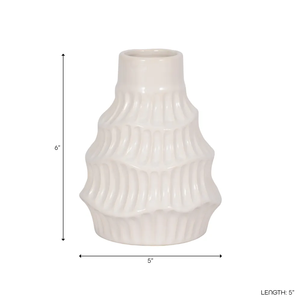 WELDONBEACH WHITE VASE 6 (IN)