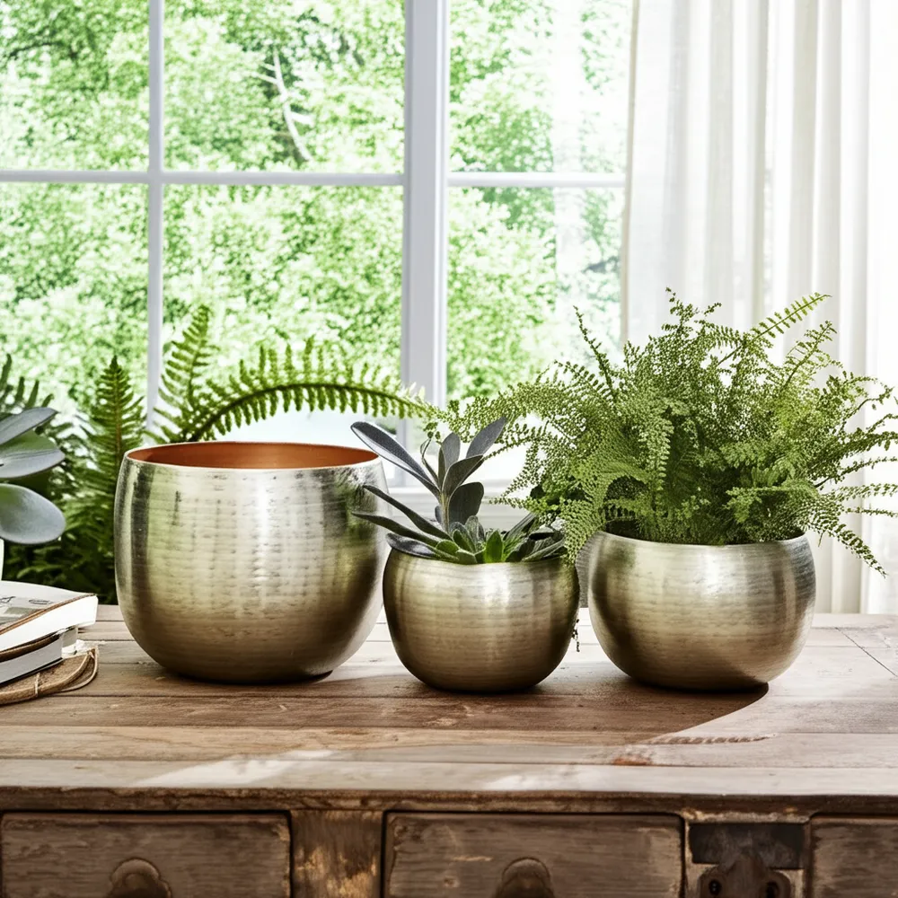 GLOVERTON SET OF 3 GOLD PLANTER 11 (IN)