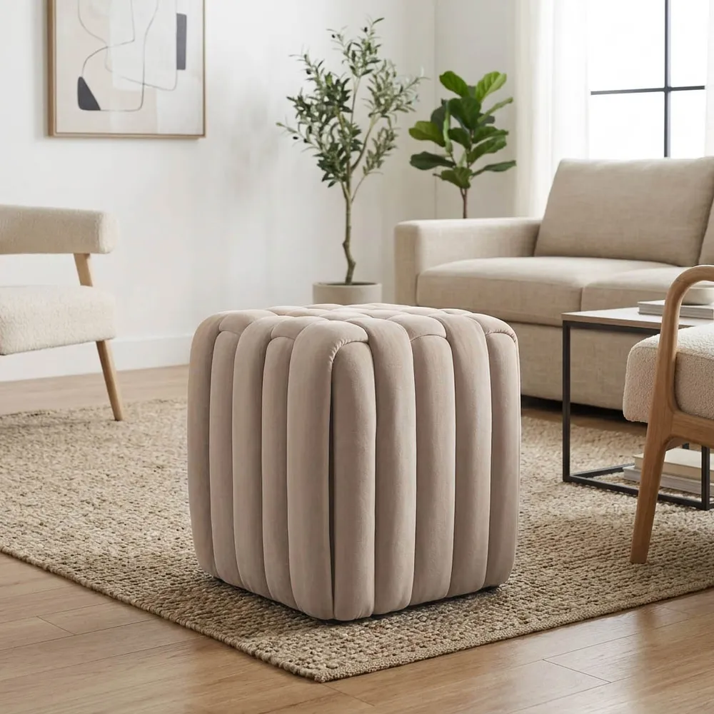 TRENTONSIDE TAN OTTOMAN 18 (IN)