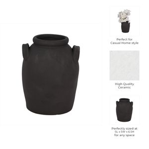 GLOVERMILL BLACK VASE 7 (IN) 10