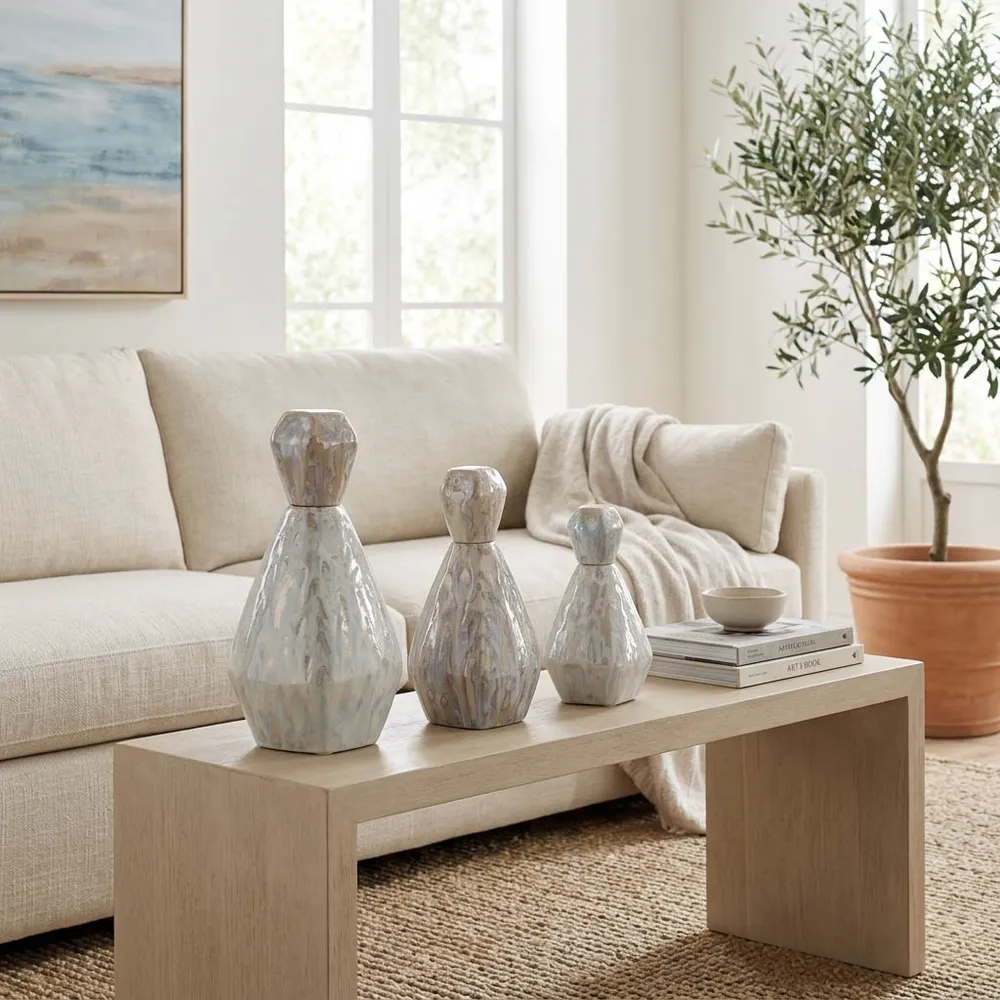 GIFFORDCLIFF SET OF 3 GRAY VASES 13 (IN)