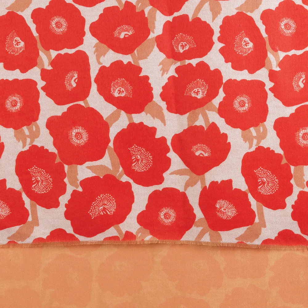 Poppies Red Reversible Wrap Scarf