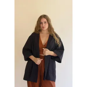 Short Kimono with Front Pockets / Midnight 1