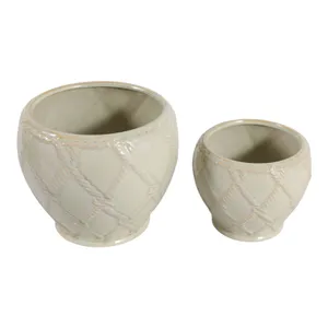 HARDWICKGATE SET OF 2 GREEN PLANTER 7 (IN) 5