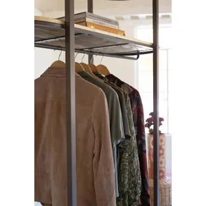 Tall Asymmetrical Iron and Recycled Wood Garment Display 5