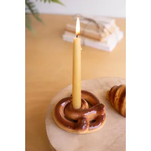 Set of 2 Ceramic Pretzel and Croissant Candleholders 2