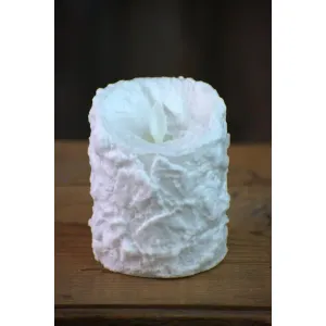 Bumpy White Moving Flame LED Candle 3in by 4in 2