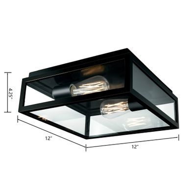 Capture 12″ Wide 2-Light Outdoor Flush Mount - Matte Black