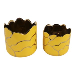 BRIGHTONROSE SET OF 2 YELLOW PLANTER 7 (IN) 5