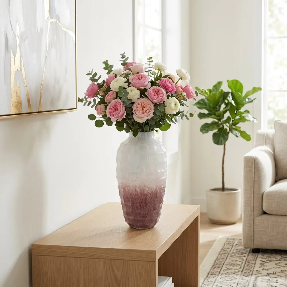 BRAMHOLM PINK GLASS VASE 16 (IN)