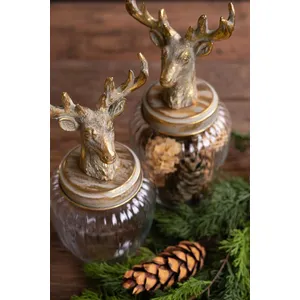 Set of 2 Glass Canisters with Reindeer Tops 3