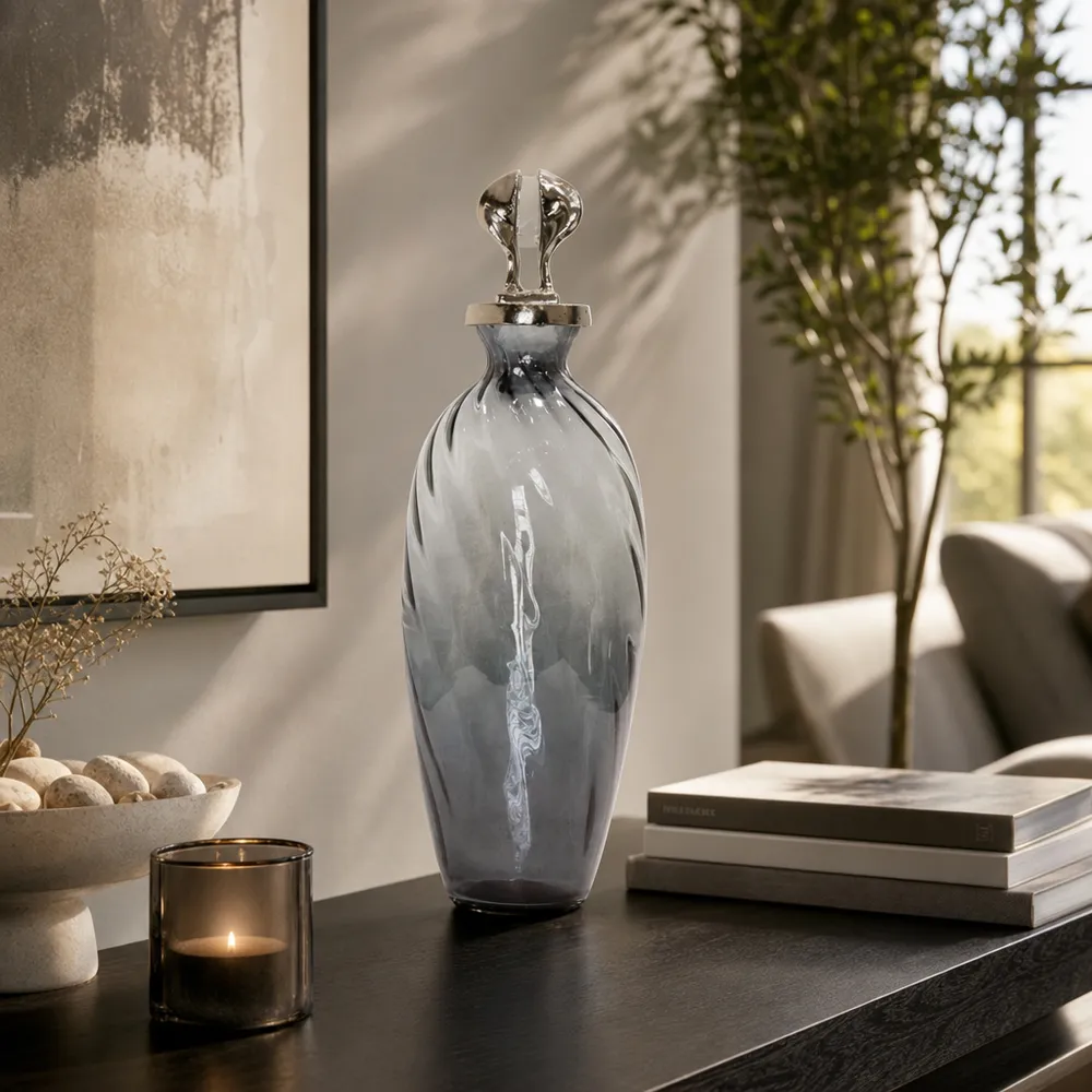 FORDHAMDALE GRAY GLASS VASE 19 (IN)