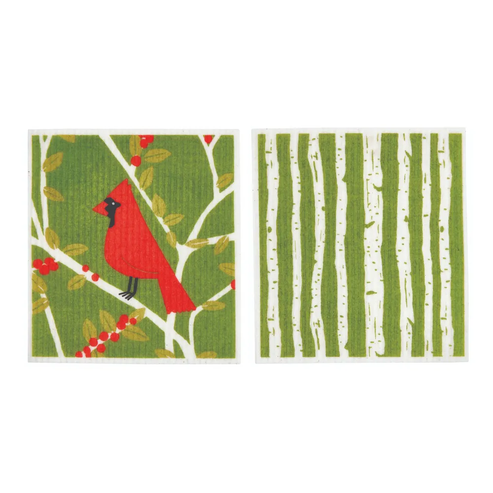 Red Cardinals blu Eco Sponge Cloths (Set of 2)