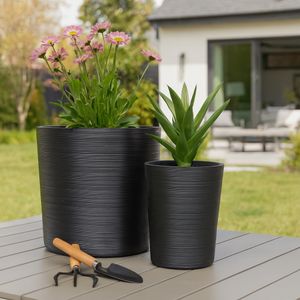 SKYEMOOR SET OF 2 BLACK PLANTER 21 (IN) 11
