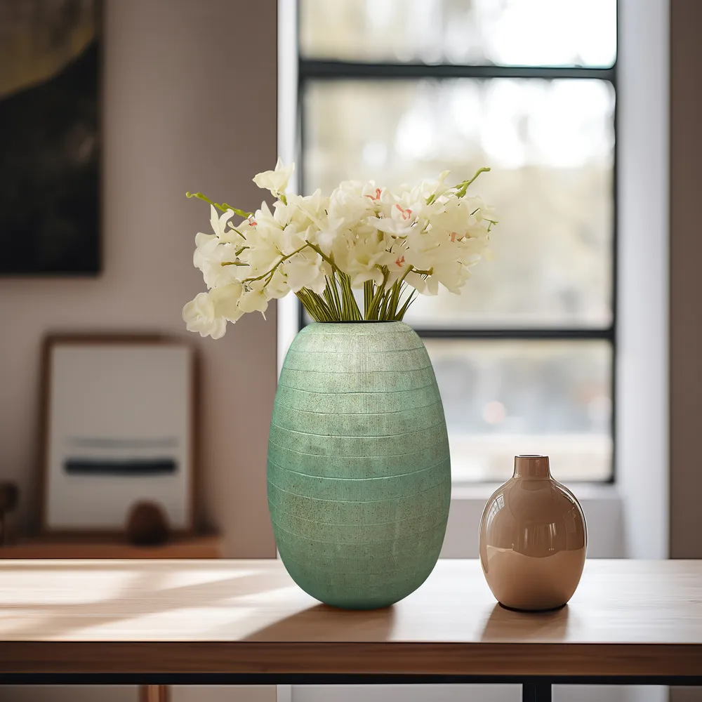 ZEBMORE BLUE GLASS VASE 14 (IN)
