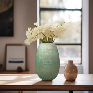 ZEBMORE BLUE GLASS VASE 14 (IN) 2