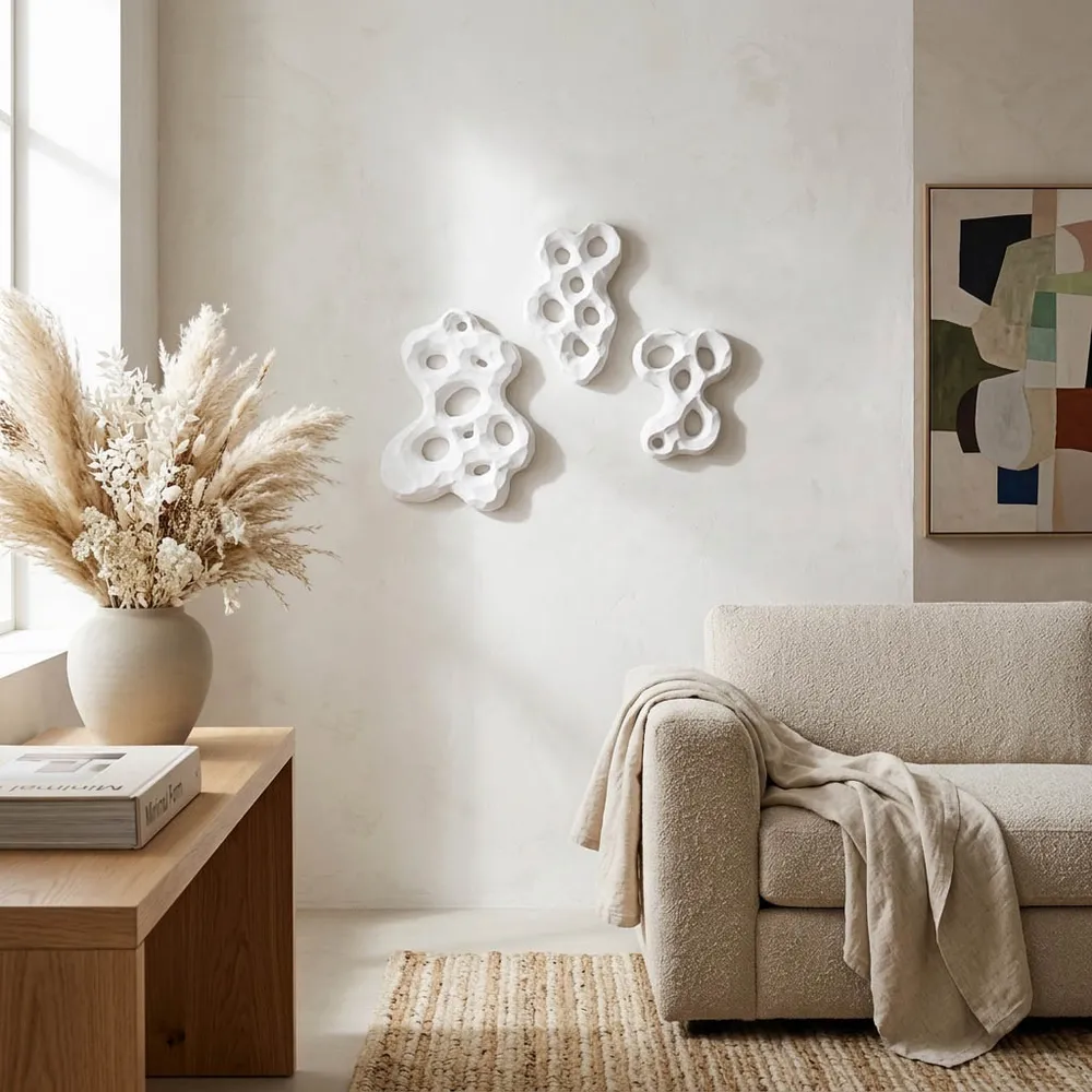 FALLONLEY SET OF 3 WHITE WALL SCULPTURES 14 (IN)