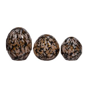 BENTONOAK SET OF 3 ORANGE GLASS VASES 8 (IN) 1