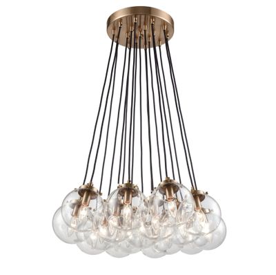 Boudreaux 29'' Wide 17-Light Chandelier - Matte Black with Antique Gold