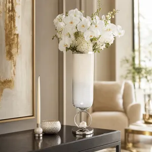 ROCKWIND WHITE GLASS VASE 21 (IN) 11