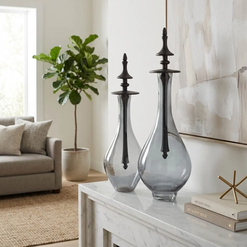RUBYLAND SET OF 2 GRAY JARS 18 (IN)