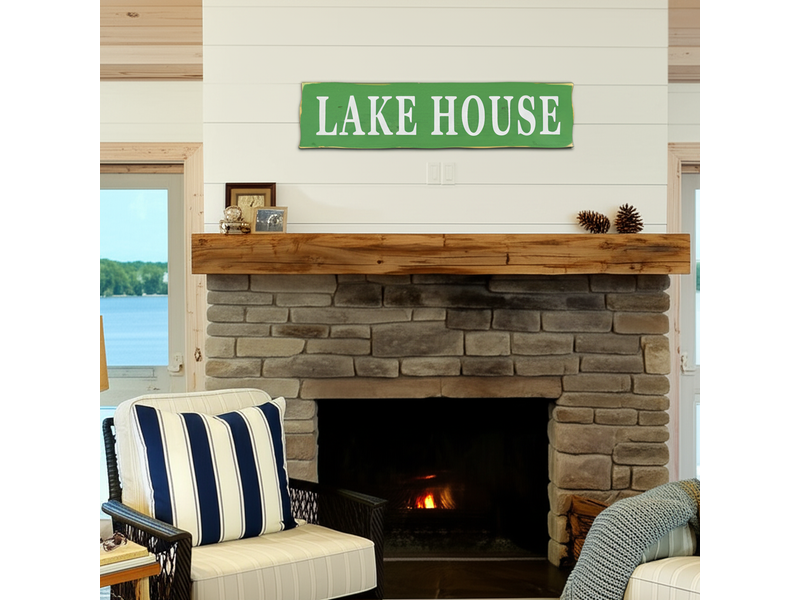 7.9" x 31.5" Lake House Wooden Wall Sign 1