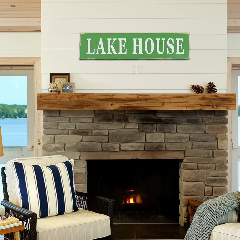 7.9" x 31.5" Lake House Wooden Wall Sign