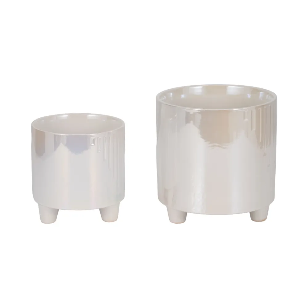 BISHOPTON SET OF 2 IVORY PLANTER 8 (IN)