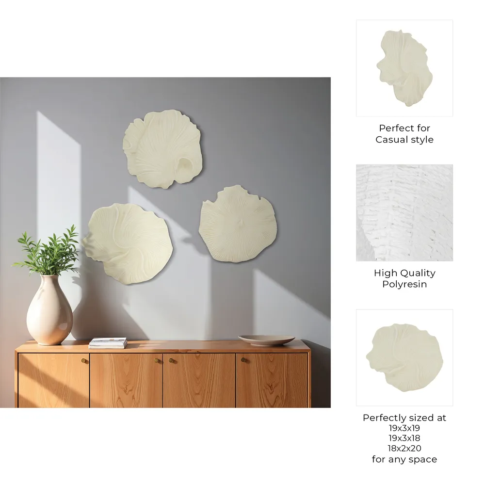 HELTONRUN SET OF 3 WHITE WALL SCULPTURES 20 (IN)