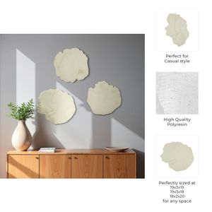 HELTONRUN SET OF 3 WHITE WALL SCULPTURES 20 (IN) 11
