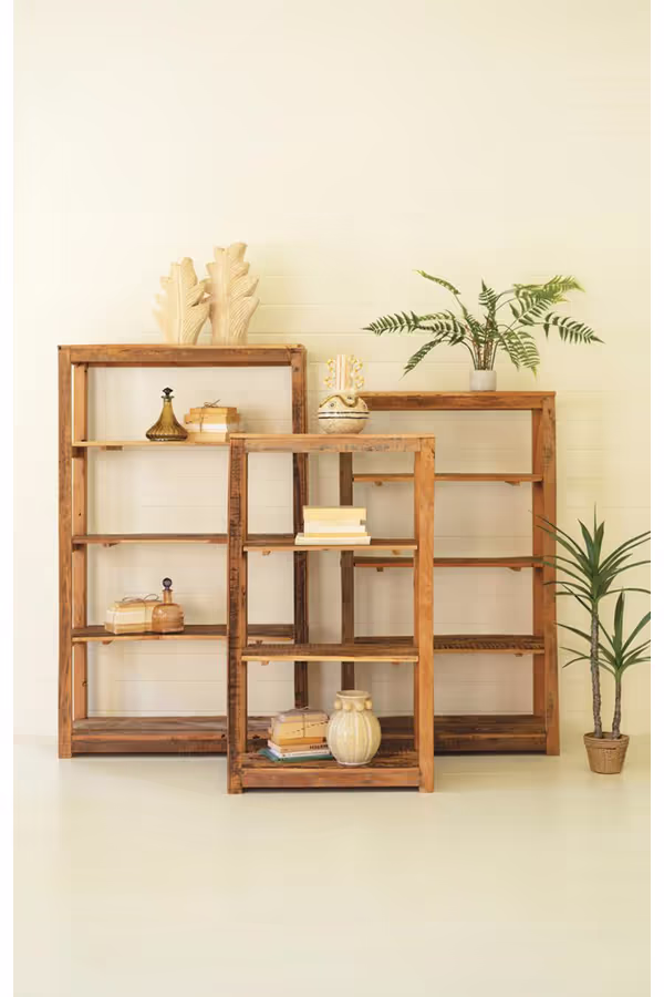 Set of 3 Recycled Wood Shelving Units